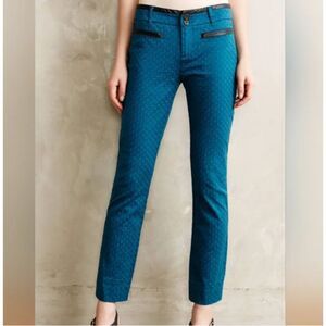 Anthropologie Teal Patterned Ankle Pants